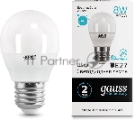 Светодиодная лампа GAUSS 53228 LED Elementary Шар 8W E27 540lm 4100K 1/10/100 0