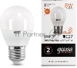 Светодиодная лампа LED GAUSS 53218 Elementary Шар 8W E27 520lm 3000K 1/10/100 0