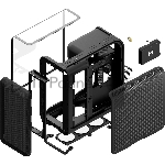 Корпус без блока питания Case HYTE X50, Midi-Tower, TG, no fans, 2xUSB-A 3.2, 1xUSB Type-C, E-ATX, ATX, mATX, mITX Pitch Black