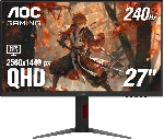 Монитор 27" AOC Q27G4ZMN VA 2560x1440, 240 Гц, 1 мс, 16:9, 450 кд/м² (пиковая 1200 кд/м²), Mini LED, DisplayHDR 1000, HDMI 2.0, DP 1.4, 3.5 Jack, FreeSync, Adaptive-Sync, черный