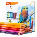 Карандаши цветные Deli EC00225 Color Emotion, трехгранный профиль, липа, 24 цвета, металлическая коробка (24шт), вид 6