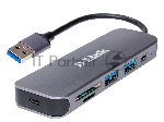 Концентратор D-Link DUB-1325/A2A с 2 портами USB 3.0, 1 портом USB Type-C, слотами для карт SD и microSD и разъемом USB 3.0