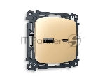 Комплект механизма розетки OMEGA Шампань 2USB A+C 20W (быстрая зарядка) QUANT (OP6110, VM177) MO611010