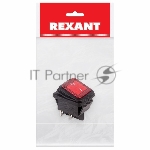 Выключатель клавишный Rexant 250V 15А (4с) ON-OFF красный с подсветкой, влагозащита (RWB-507) Индивидуальная упаковка 1 шт