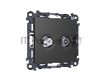 Комплект механизма розетки TV оконечной + SAT 5-862MHz 3.5dB/950-2150MHz 3.5dB ALFA Графит мягкое касание QUANT (AP9133, VM217) MA913310