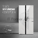 Холодильник Hyundai CS6073FV белое трехкамерный Side by Side 329/223л морозилка сбоку No Frost, Side by Side, вид 13