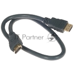 Кабель HDMI CP-HM-HM-0.5M Wize, 0.5 м, v.2.0, K-Lock, soft cable, 19M/19M, позол.разъемы, экран, темно-серый, пакет