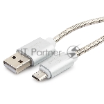 Кабель USB2.0 Cablexpert CC-G-mUSB02S-1.8M, AM/microB, серия Gold, длина 1.8м, серебро, блистер