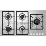 Газовая варочная панель Korting HG 997 CTX / 90 см, 5 высокоэффективных конфорок, WOK- сверхмощная конфорка с тройным рядом пламени, автоматический электроподжиг, газ-контроль каждой конфорки, передние металлические переключатели, утопленные чугунные решетки, в комплекте - чугунная подставка WOK и адаптер для кофейника,, цвет- нерж., сталь