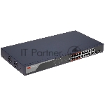 Коммутатор Hikvision DS-3E0318P-E(B), 16×1 Гбит/с PoE + 2×1 Гбит/с, неуправляемый
