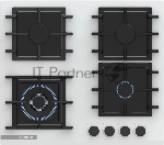 Газовая варочная поверхность Bosch PNK6B2P40R, 4 конфорки, закаленное стекло, 8000 Вт