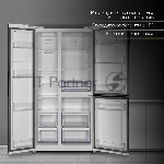 Холодильник Hyundai CS6073FV белое трехкамерный Side by Side 329/223л морозилка сбоку No Frost, Side by Side, вид 8