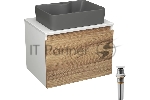 Комплект: тумба Bau Dream Blackwood 60, 1 ящик, раковина BAU Cerama 48х37, темно-серая, выпуск клик клак белый