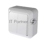 Выключатель Кунцево-Электро 2-кл. ОП Оптима 10А IP20 А510-380 с монтажной пластиной бел.