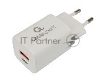 Сетевое зарядное устройство Cablexpert MP3A-PC-42, 30Вт, быстрая зарядка QC3.0/PD, 2 порта: USB и Type-C, белый, пакет