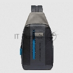 Рюкзак слинг мужской Piquadro Urban CA6540UB00/NGR, кожа, черный/серый