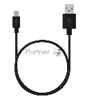 Кабель Maxvi MC-02 black USB-A - Type-C ток макс. нагрузки 2А, макс. напряжение 5V, длина кабеля 1м, материал PVC, черный