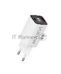 Сетевое зарядное устройство Maxvi A402PD LED 33W, 1xUSB-A, 1xUSB-C, белый