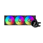 Система охлаждения PCCooler DA360 Pro ARGB Digital BK (300W, 360mm, LED temp., Black, ARGB/ Fans: 3x120mm, 75.8CFM, 33.7dBA, 2200RPM/ Pump height 57mm, 28dBA, 3000RPM, Rad thickness 27mm/ S: 1851, 1700, 1200, 20XX, 115X, AM5, AM4)