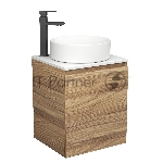 Тумба Bau Dream Blackwood 50 с дверцей, раковина BAU Dream круглая D41, смеситель для раковины высокий Hotel Black, черный