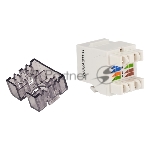 Модуль Keystone, RJ45, неэкранированный, кат.6, со встроенной шторкой, 180 градусов, белый