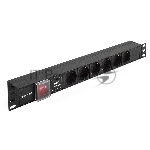 Блок розеток горизонтальный ExeGate ServerPro PDU-19H607 Al-6S-C14-SW-SPD1, 19", 1U, Алюминий, 6 Schuko, С14, выкл. с подсветкой, SPD1, черный