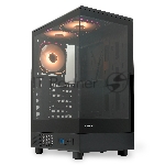 Компьютерный корпус  HSPD F510, Panoramic Mid Tower, черный, TG, 0.5 SPCC, 3x120mm ARGB ATX, mATX, mITX 180/280/160mm 1x2.5", 1x3.5", 7xPCI 2xUSB-A 3.0 356x218x467mm