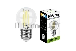 Лампа светодиодная Feron LB-52 7Вт Е27 белый шар FILAMENT