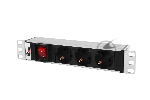 Блок розеток ЦМО Rem-10 без шнура с выкл., 3 Schuko, вход IEC 60320 C14, 10A, алюм., 10" (R-10-3S-V-220-Z)