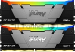 Оперативная память Kingston Fury Renegade, DDR4, 16Gb (2x8GB), 4600MHz, CL19, DIMM, с радиатором, RGB, черный/серебристый