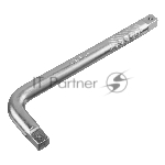 Вороток Г-образный Denzel 300x100 мм, квадрат 3/4", CrV, матовый хром