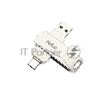 Флешка USB Netac U782C, 256Gb, USB 3.0, серебристый