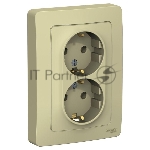 Розетка 2-м СП Blanca 16А 250В без шторок с заземл. беж. SchE BLNRS001027
