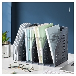 Лоток вертикальный Deli 79003Gray 3 отд. складной A5 200х150х180мм серый, пластик, вид 2