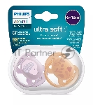 Пустышка ultra soft, собачка/цветочки, 6-18 мес., 2 шт.
