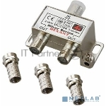Делитель  ТВ х 2 + 3шт. F   "BOX"  5-1000 МГц  "Silver"   Rexant