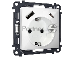 Комплект механизма электрической розетки ALFA Белый глянец 2USB A+C 20W (быстрая зарядка) с/з QUANT (AP1100, VM160) MA110010
