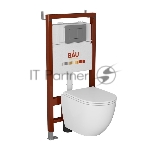 Комплект BAU 6 в 1: инсталляция BAU PRO, унитаз подвесной безободковый торнадо обратного потока Bau Dream 52х36 Hurricane-2, сиденье дюропласт микролифт, кнопка смыва Gun Grey, темно-серый металлик