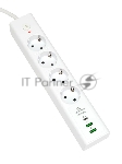 Сетевой фильтр Cablexpert Exnovo EXN-4-CU2-W-2, 4 р, 16А, 1xType-C PD, 30Вт, 2хUSB, 2 м, ур.защиты 4+, белый, коробка