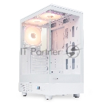 Компьютерный корпус  HSPD F510, Panoramic Mid Tower, белый, TG, 0.5 SPCC, 3x120mm ARGB ATX, mATX, mITX 180/280/160mm 1x2.5", 1x3.5", 7xPCI 2xUSB-A 3.0 356x218x467mm