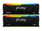 Оперативная память Kingston Fury Beast, DDR4, 32GB (2x16GB), 3200MHz, CL16, DIMM, с радиатором, RGB, черный