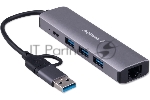 Док-станция Gembird UHB-D7, USB Type-C + USB, 3хUSB3.1, Type-C, RJ45, USB