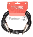 Кабель аудио FORCE FLC-101/31/4" TRS Jack - 1/4" TRS Jack, высококачественный стерео, используется для балансного подключения студийных мониторов, диаметр 6 мм, профессиональные металлические разъемы, длина 3 м