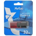 Флешка USB Netac U182 (NT03U182N-032G-32RE), 32Gb, USB 3.0, R/W 70/30, красный/черный