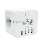 Сетевой фильтр Cablexpert Cube CUBE-4-U4-W, 4 р, 16А, 4хUSB, ур. защиты 2+, белый, коробка
