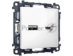 Комплект механизма розетки ALFA Белый глянец 2USB A+C 20W (быстрая зарядка) QUANT MA111010
