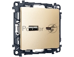 Комплект механизма розетки ALFA Шампань 2USB A+C 20W (быстрая зарядка) QUANT (AP6110, VM177) MA611010