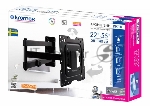 Кронштейн Kromax DIX-18 BLACK(для LED/LCD телевизоров 22"-55", max 40 кг, настенный, 5 ст свободы, наклон ±15°, поворот 180°, от стены 66-605 мм, max VESA 400x400 мм, вращение экрана ±5°, съемная монтажная пластина, кабель-канал, 4 шт/уп.)