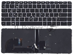 Клавиатура для ноутбука HP EliteBook 745 G3 черная с серой рамкой с указателем и подсветкой