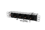 Блок роз Rem-10 без шнура с инд., 4 Sсhuko, вх IEC 60320 C14, 10A алюм. 10"